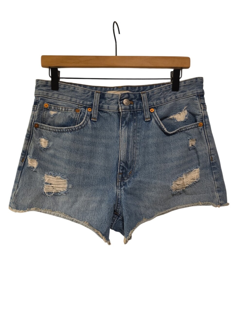 Madewell, Relaxed Denim Shorts, Distressed, Frayed/Folded Hemline, Women's Sz 27
